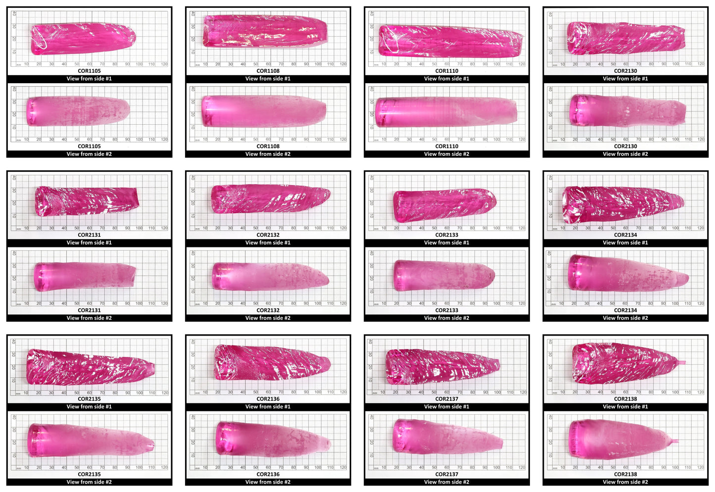 Light Bright Pink #2 Lab Created Corundum Sapphire Faceting Rough for Gem Cutting - Various Sizes - Split Boule