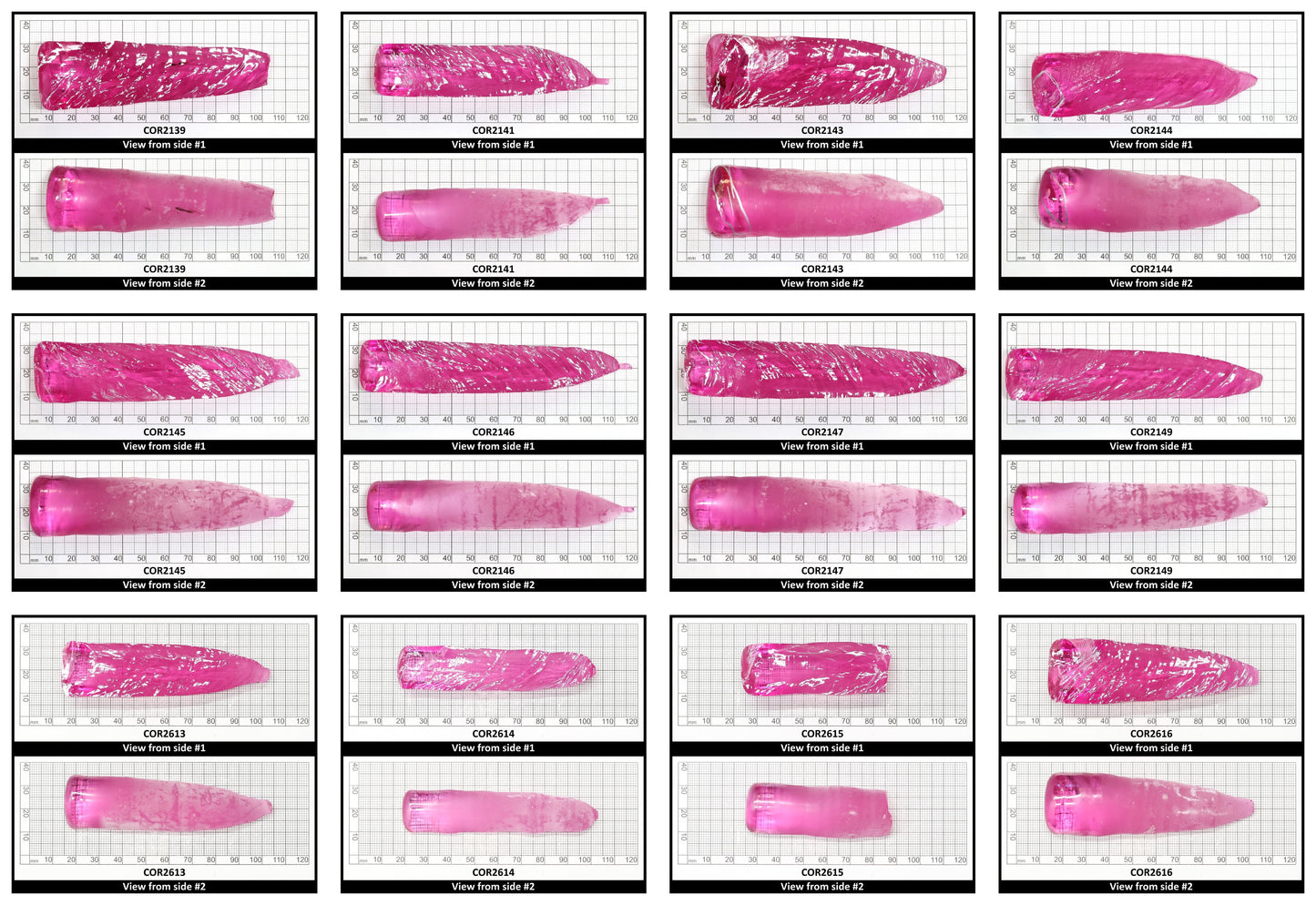 Light Bright Pink #2 Lab Created Corundum Sapphire Faceting Rough for Gem Cutting - Various Sizes - Split Boule