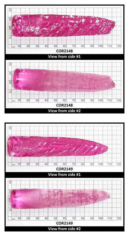 Light Bright Pink #2 Lab Created Corundum Sapphire Faceting Rough for Gem Cutting - Various Sizes - Split Boule