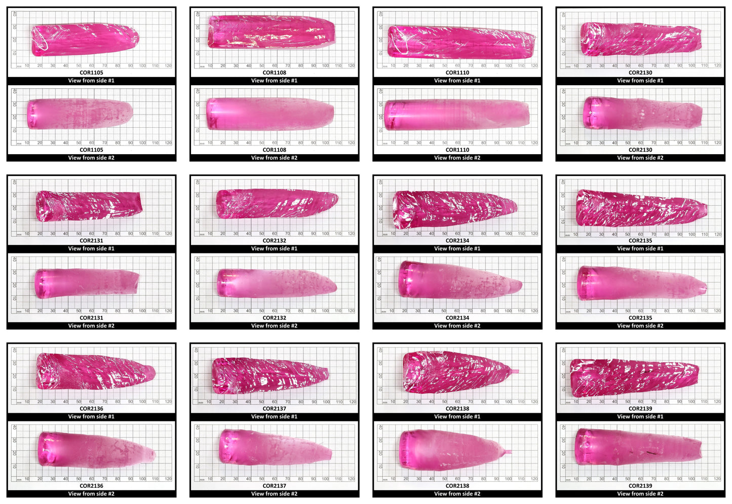 Light Bright Pink #2 Lab Created Corundum Sapphire Faceting Rough for Gem Cutting - Various Sizes - Split Boule