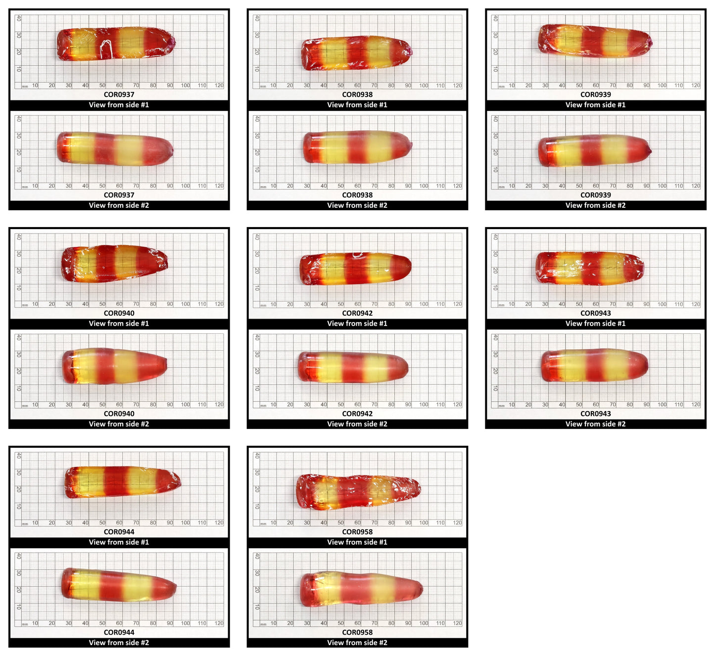 Yellow/Padparadscha Orange Bi-Color Lab Created Corundum Sapphire Faceting Rough Gem Cutting - Various Sizes - Split Boule