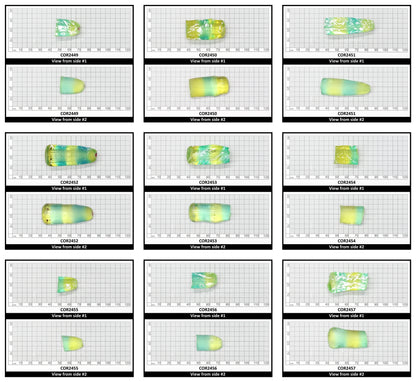 Yellow/Green Bi-Color Lab Created Corundum Sapphire Faceting Rough for Gem Cutting - Various Sizes - Split Boule