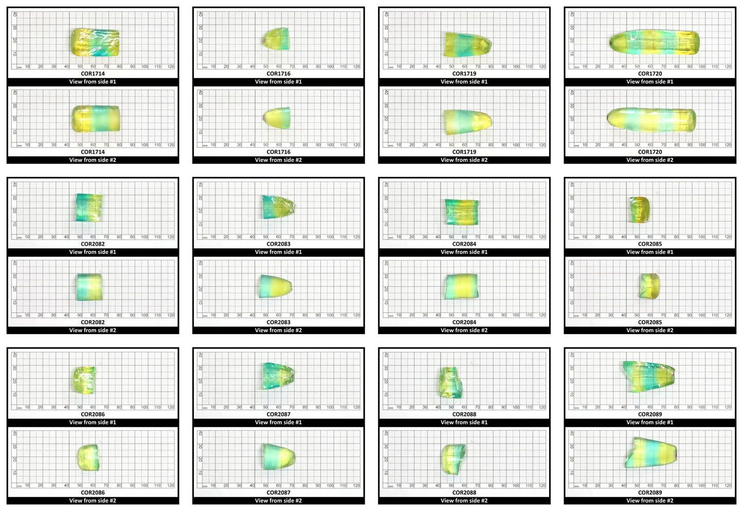 Yellow/Green Bi-Color Lab Created Corundum Sapphire Faceting Rough for Gem Cutting - Various Sizes - Split Boule