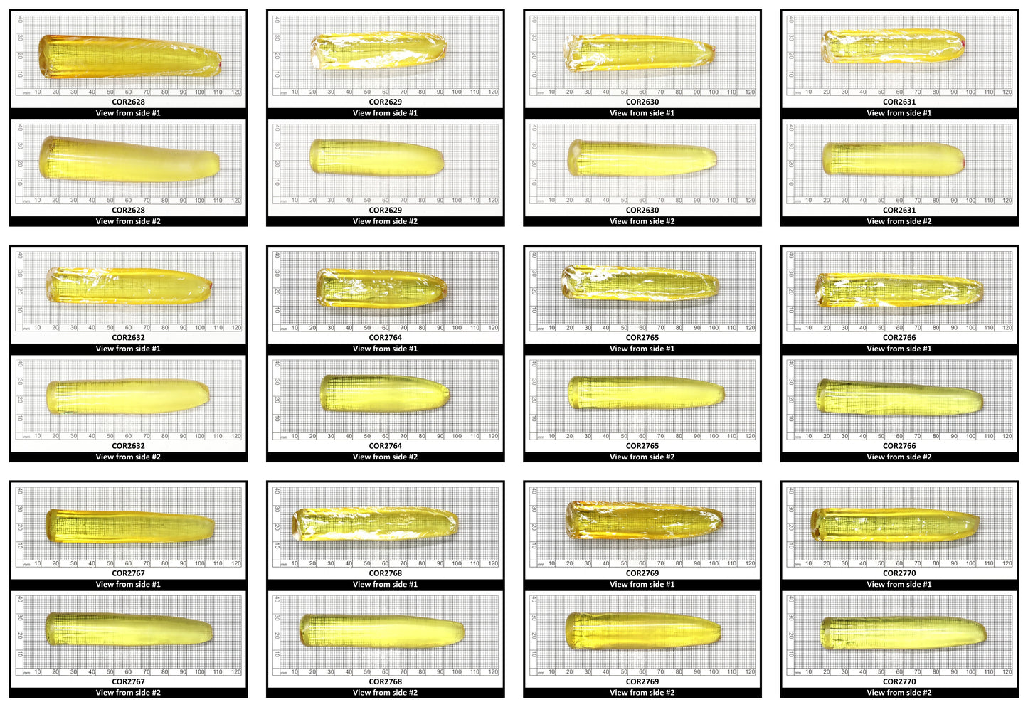 Yellow Topaz #20 Lab Created Corundum Sapphire Faceting Rough for Gem Cutting - Various Sizes - Split Boule
