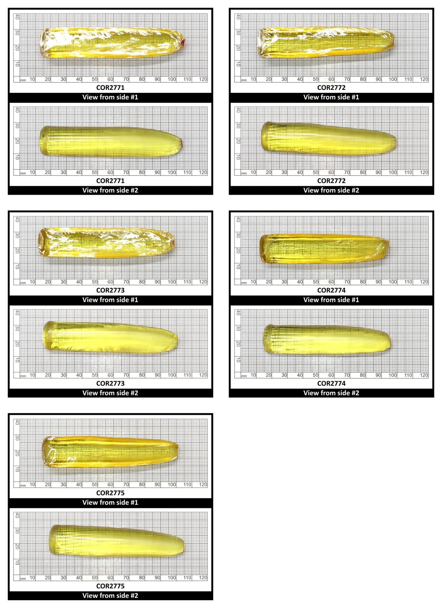 Yellow Topaz #20 Lab Created Corundum Sapphire Faceting Rough for Gem Cutting - Various Sizes - Split Boule