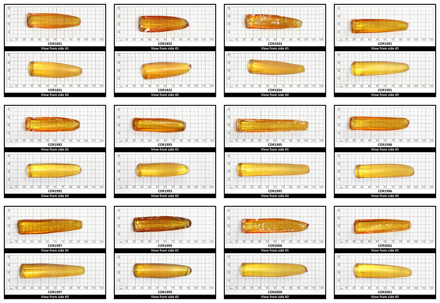 Yellow #21 Lab Created Corundum Sapphire Faceting Rough for Gem Cutting - Various Sizes - Split Boule