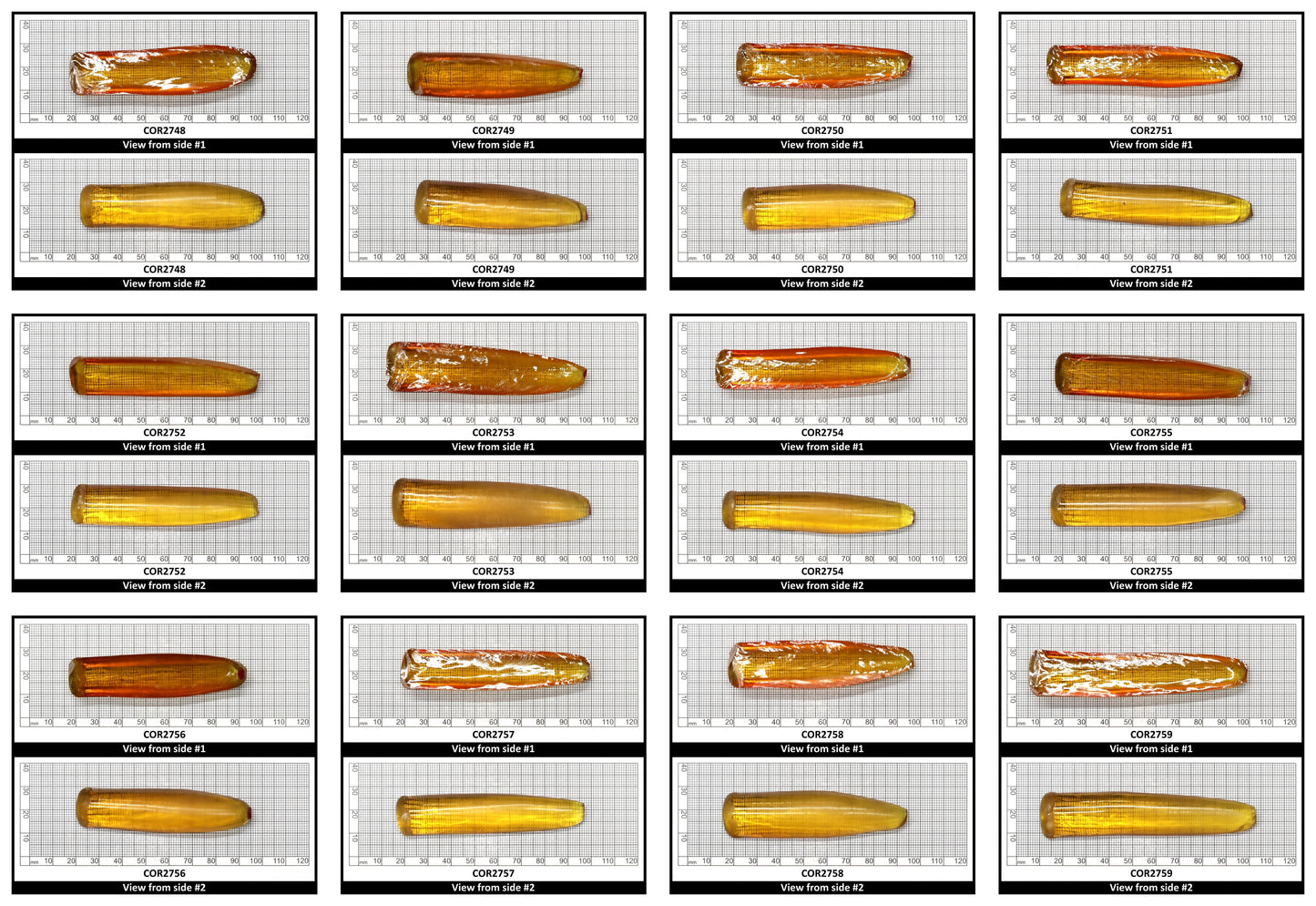 Yellow #21 Lab Created Corundum Sapphire Faceting Rough for Gem Cutting - Various Sizes - Split Boule