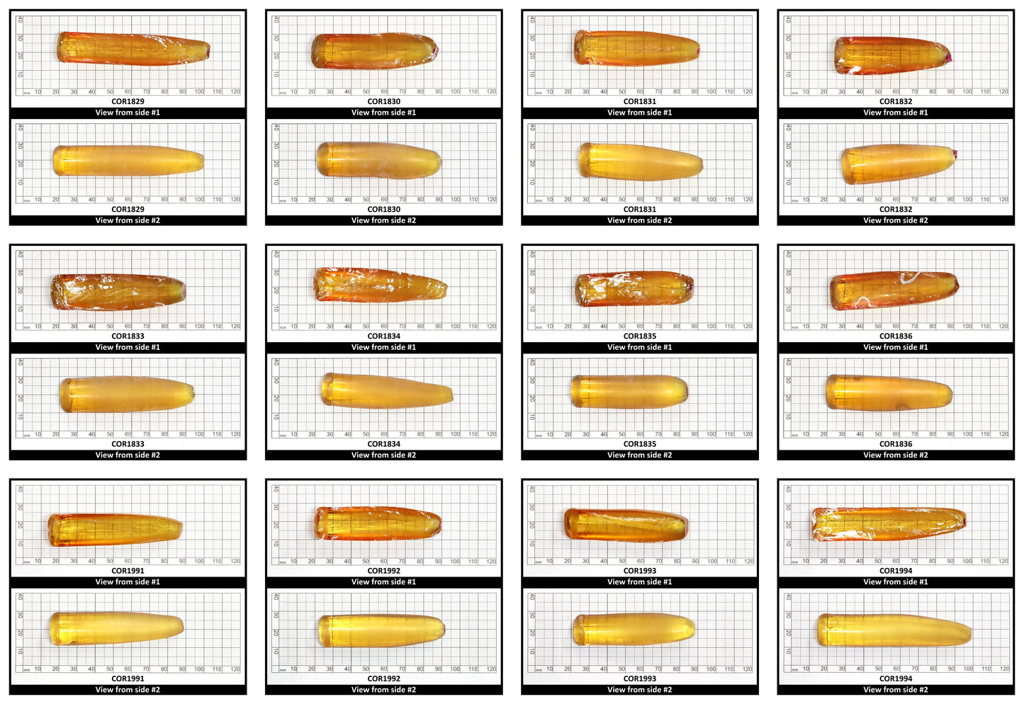 Yellow #21 Lab Created Corundum Sapphire Faceting Rough for Gem Cutting - Various Sizes - Split Boule