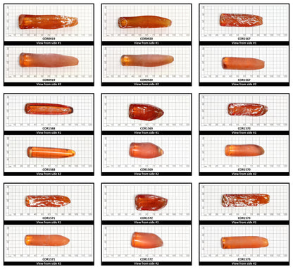 Orange #22 Lab Created Corundum Faceting Rough for Gem Cutting - Various Sizes - Split Boule