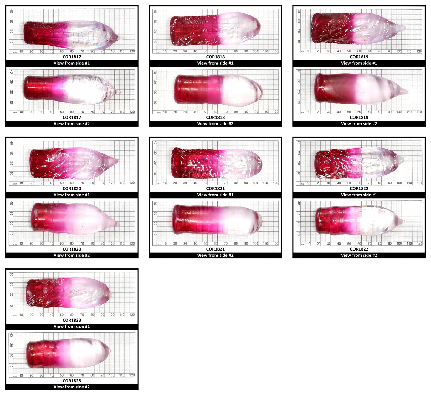 White/Pink Bi-Color Lab Created Corundum Sapphire Faceting Rough for Gem Cutting - Various Sizes