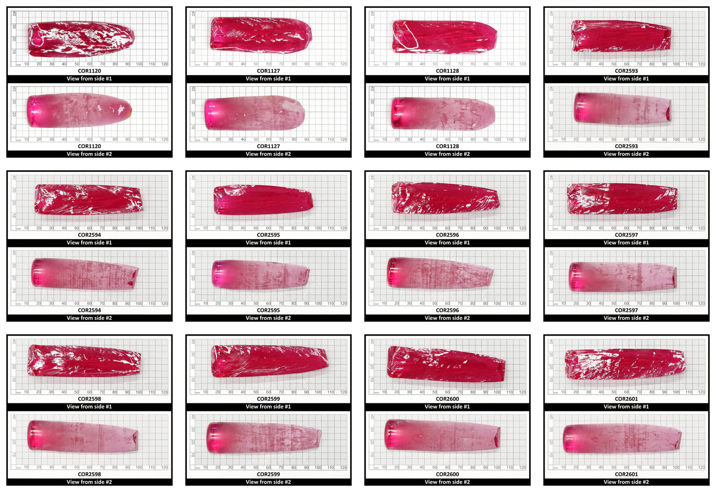 Vivid Pink #3 Lab Created Corundum Sapphire Faceting Rough for Gem Cutting - Various Sizes - Split Boule