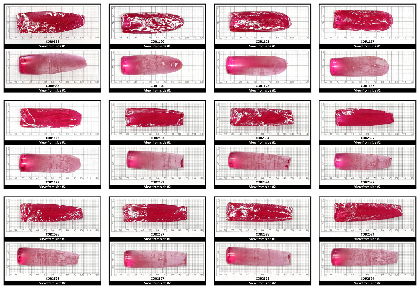 Vivid Pink #3 Lab Created Corundum Sapphire Faceting Rough for Gem Cutting - Various Sizes - Split Boule
