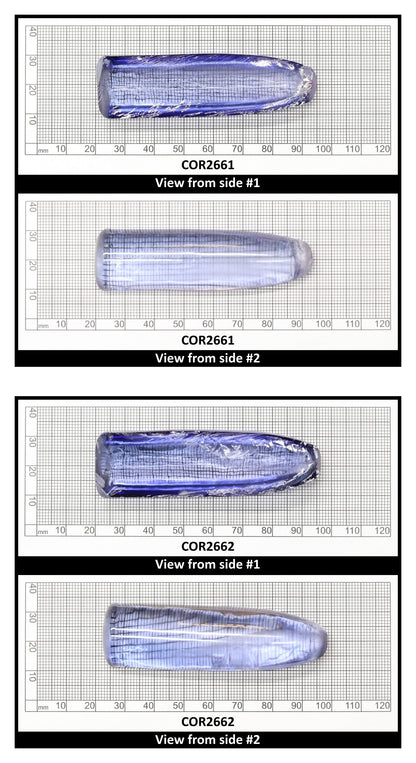 Blue Topaz #30 Lab Created Corundum Sapphire Faceting Rough for Gem Cutting - Various Sizes - Split Boule