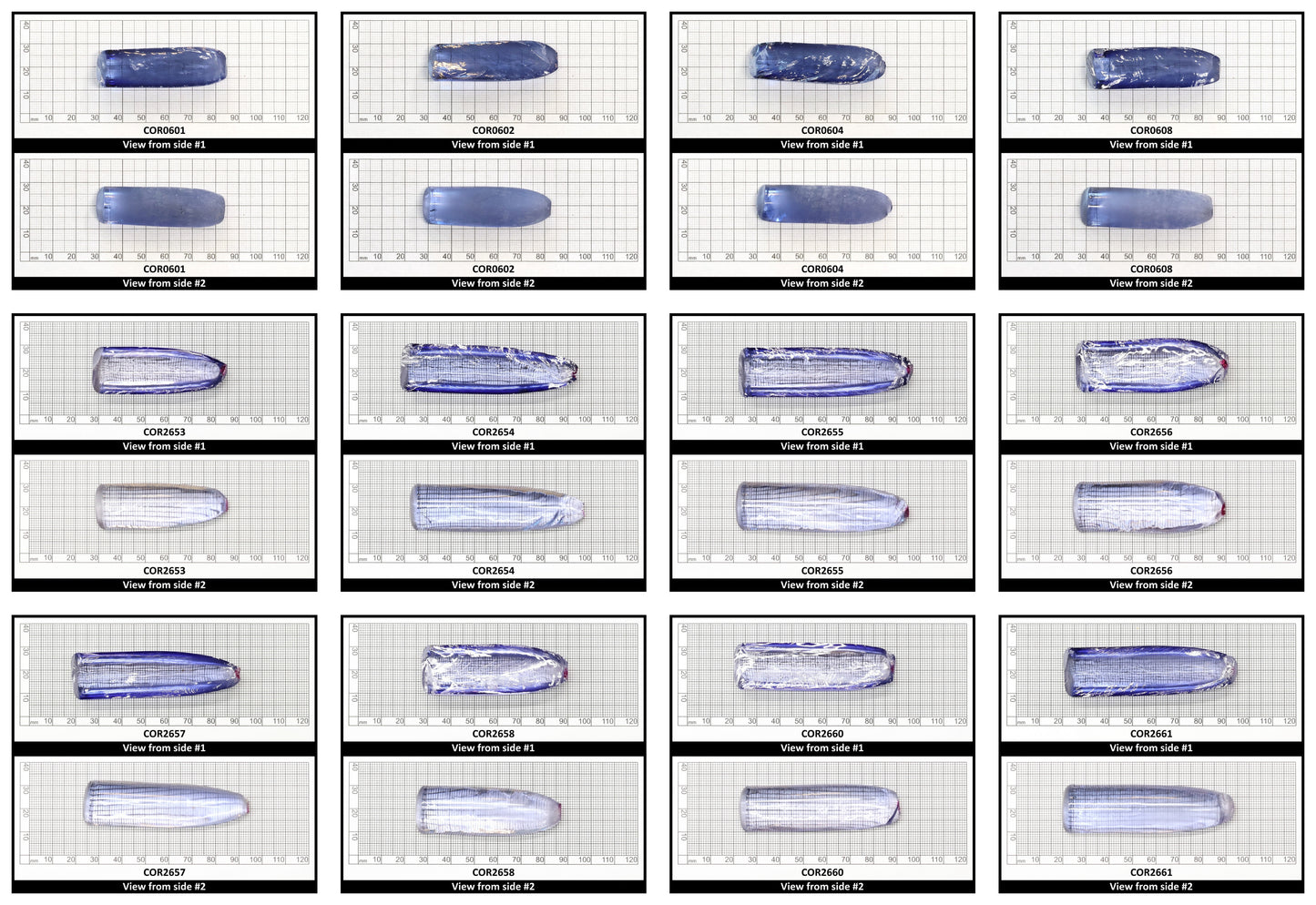 Blue Topaz #30 Lab Created Corundum Sapphire Faceting Rough for Gem Cutting - Various Sizes - Split Boule