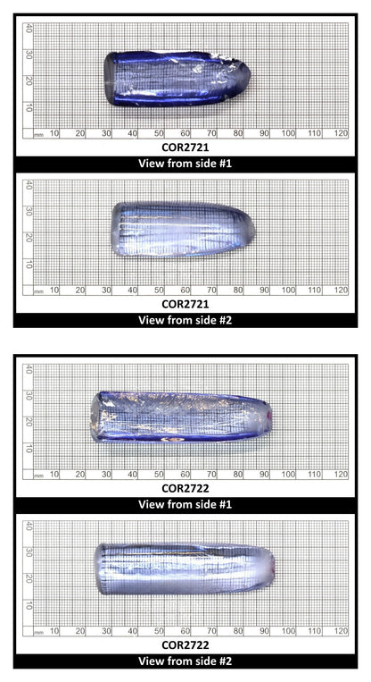 Blue Topaz #30 Lab Created Corundum Sapphire Faceting Rough for Gem Cutting - Various Sizes - Split Boule