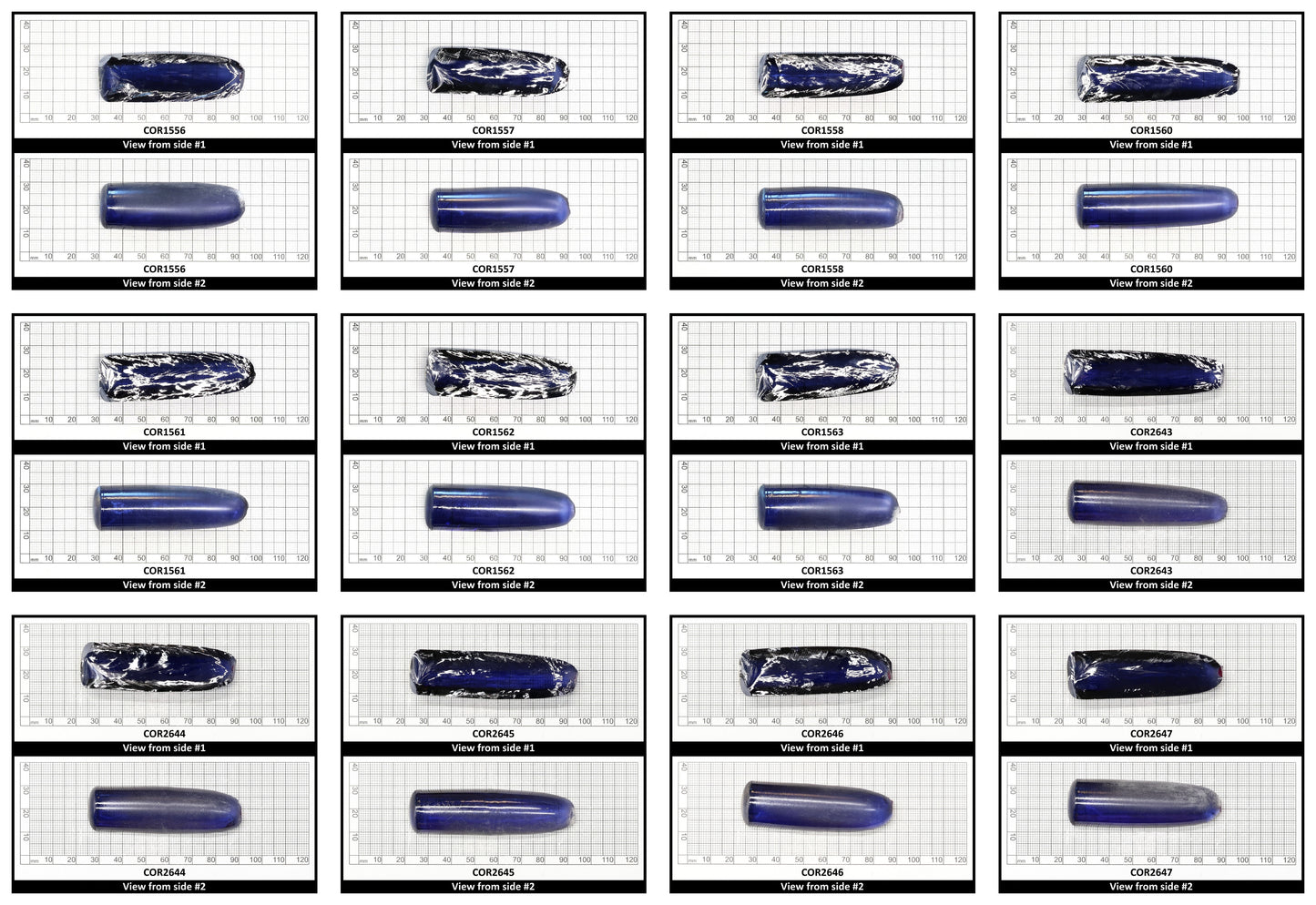 Montana Blue #31 Lab Created Corundum Sapphire Faceting Rough for Gem Cutting - Various Sizes - Split Boule