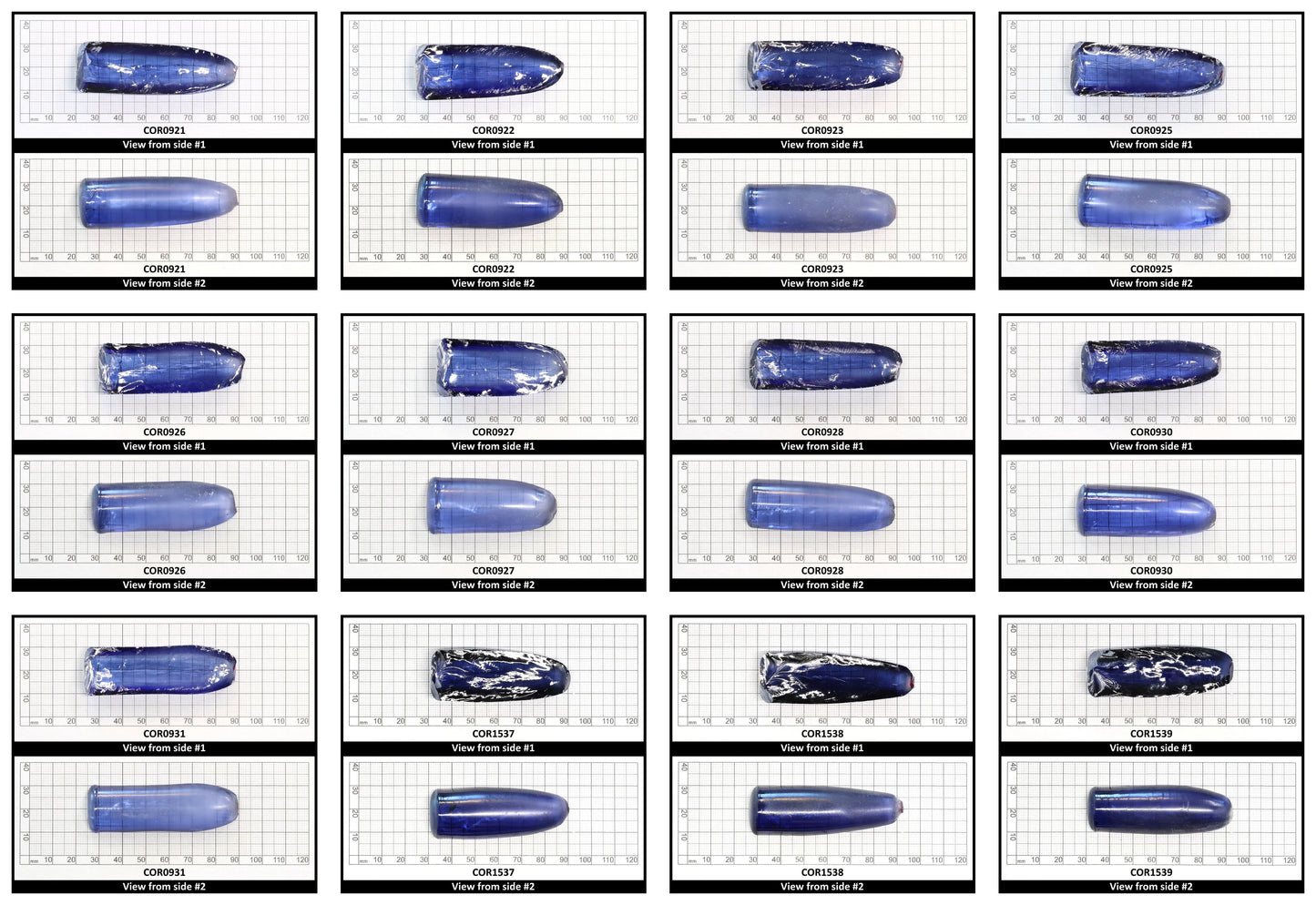 Montana Blue #31 Lab Created Corundum Sapphire Faceting Rough for Gem Cutting - Various Sizes - Split Boule