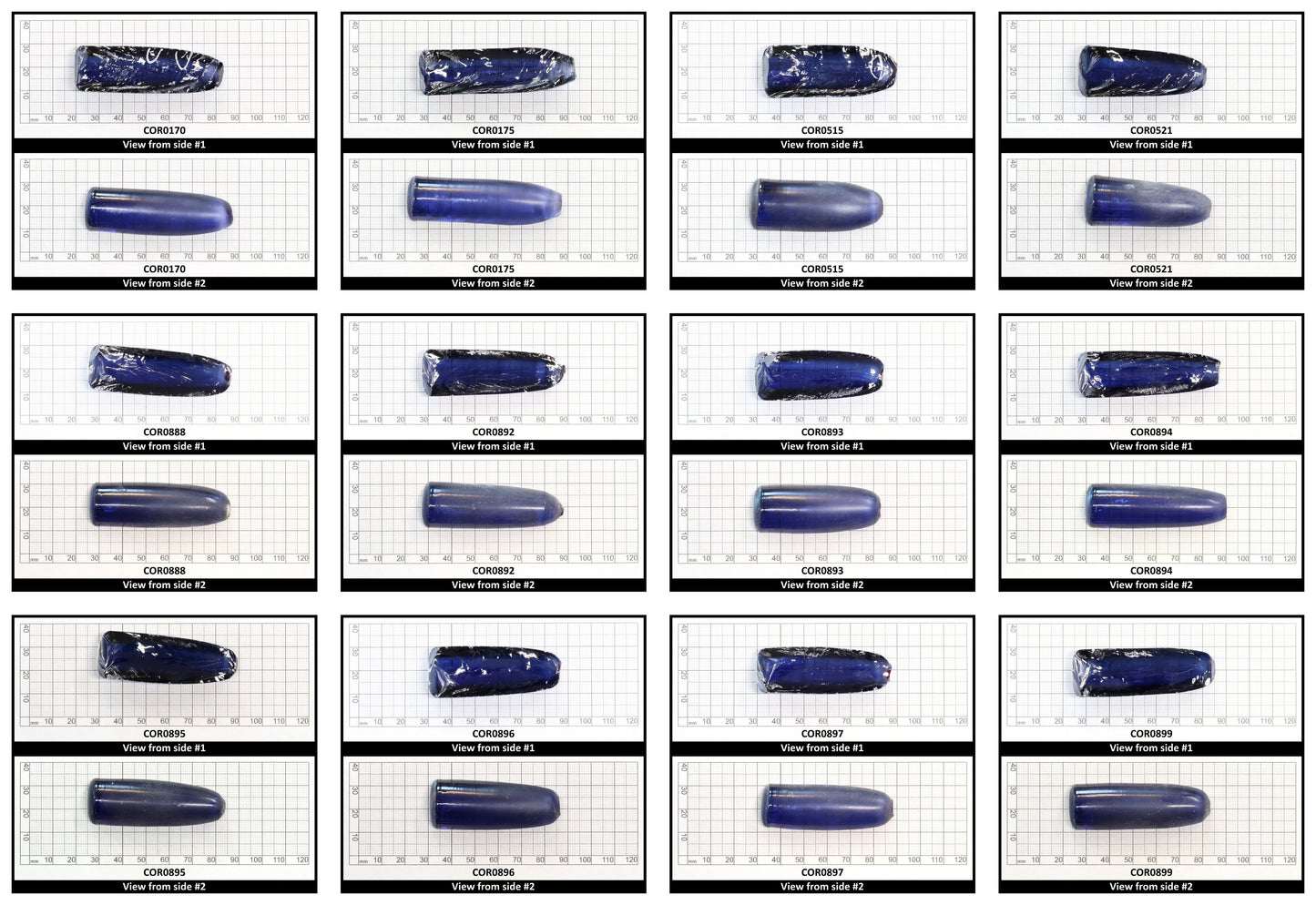 Ceylon Blue #32 Lab Created Corundum Sapphire Faceting Rough for Gem Cutting - Various Sizes - Split Boule