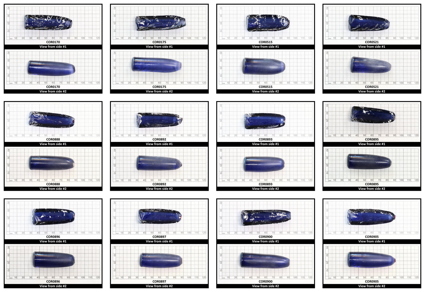 Ceylon Blue #32 Lab Created Corundum Sapphire Faceting Rough for Gem Cutting - Various Sizes - Split Boule