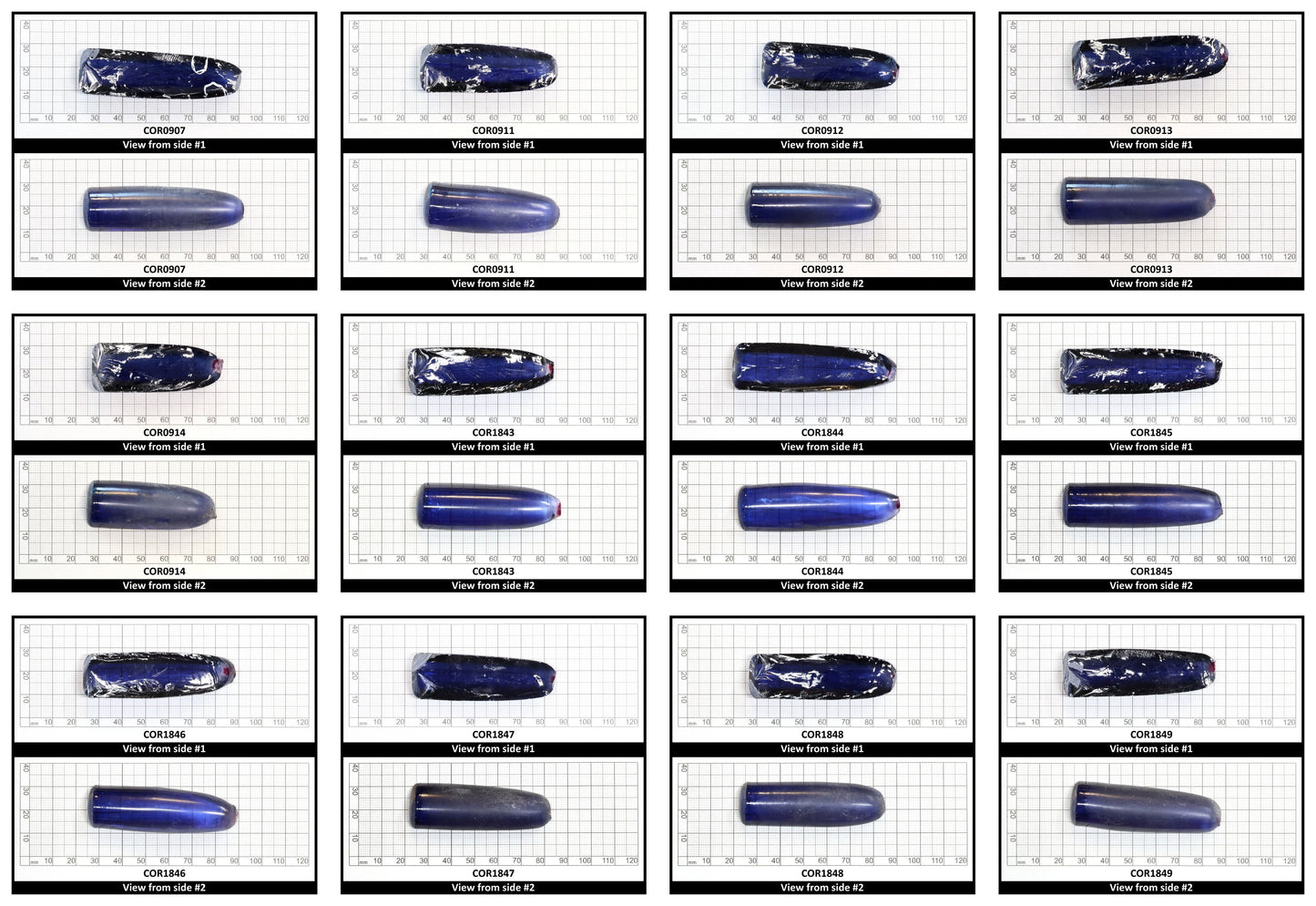 Ceylon Blue #32 Lab Created Corundum Sapphire Faceting Rough for Gem Cutting - Various Sizes - Split Boule