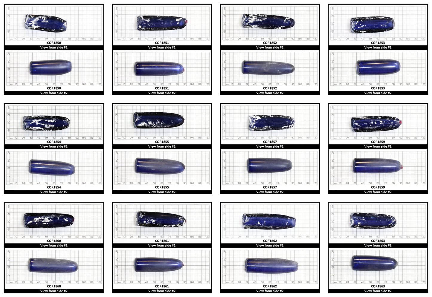 Ceylon Blue #32 Lab Created Corundum Sapphire Faceting Rough for Gem Cutting - Various Sizes - Split Boule