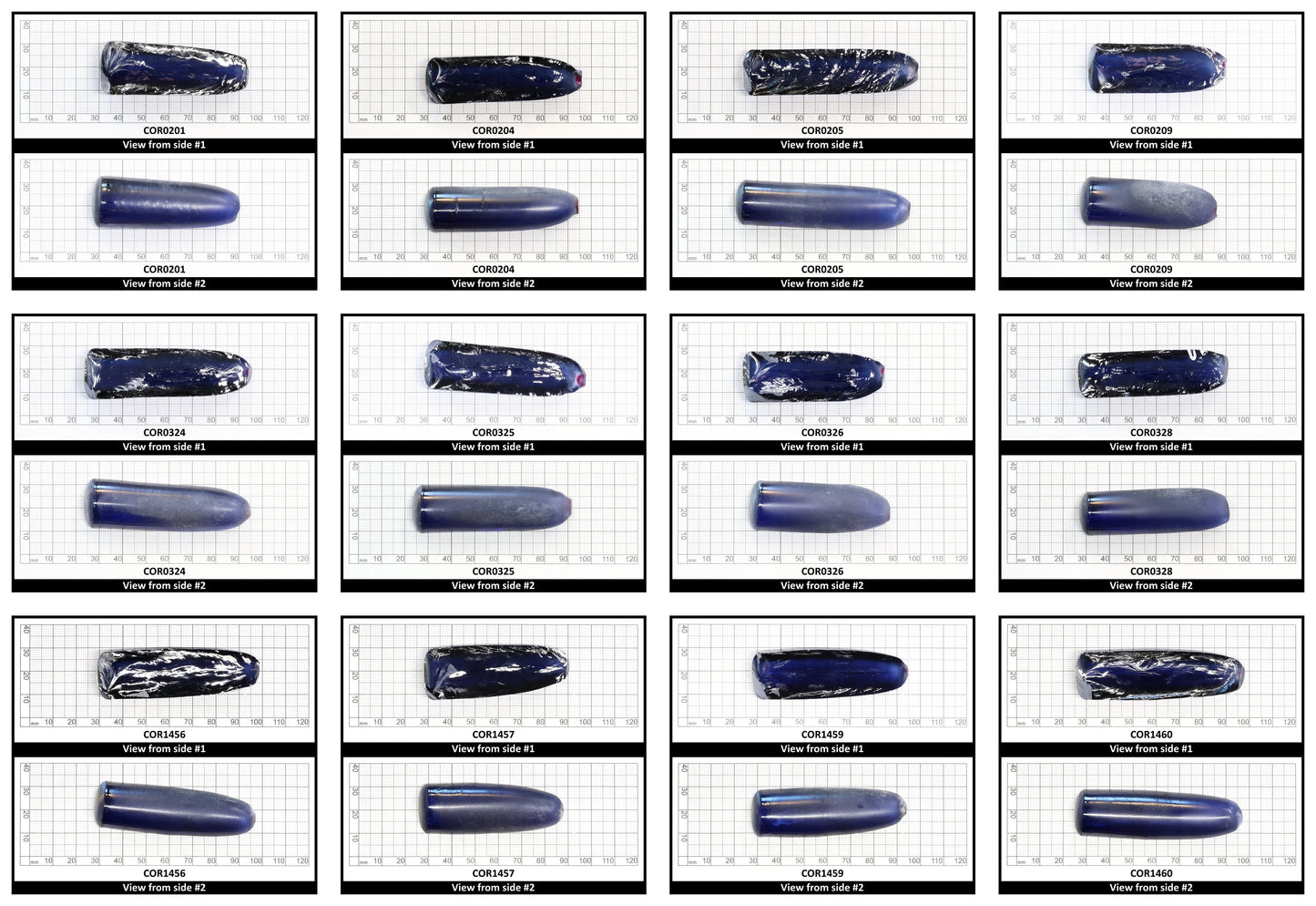 Medium Blue #33 Lab Created Corundum Sapphire Faceting Rough for Gem Cutting - Various Sizes - Split Boule