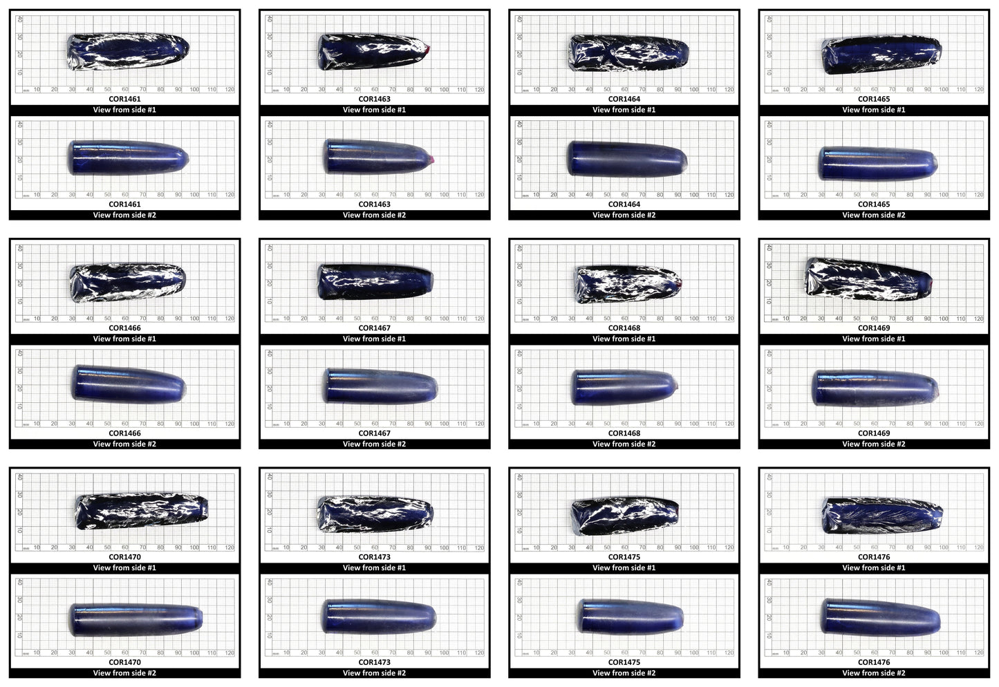 Medium Blue #33 Lab Created Corundum Sapphire Faceting Rough for Gem Cutting - Various Sizes - Split Boule