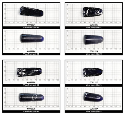 Dark Blue #35 Lab Created Corundum Sapphire Faceting Rough for Gem Cutting - Various Sizes - Split Boule