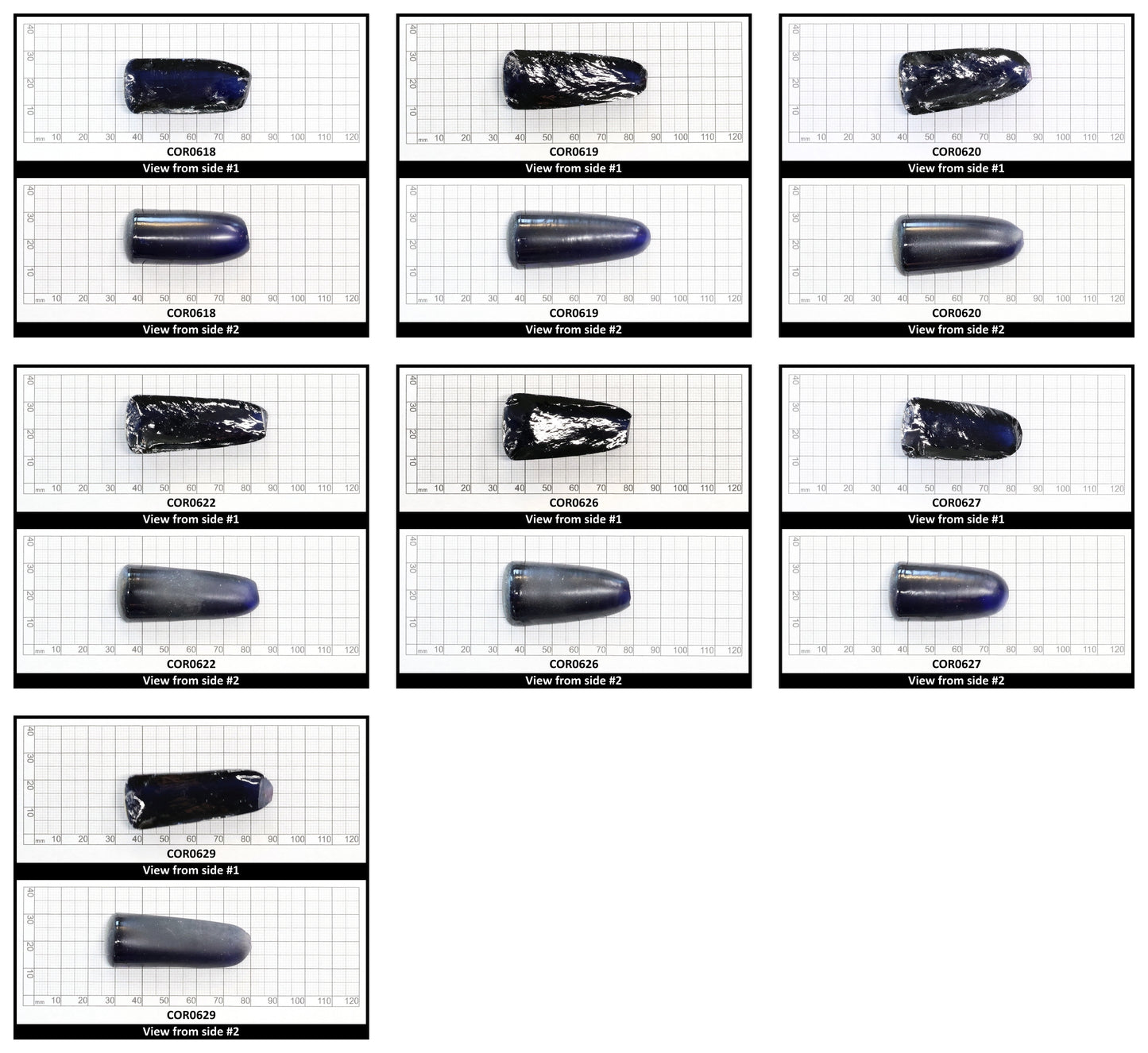 Dark Blue #35 Lab Created Corundum Sapphire Faceting Rough for Gem Cutting - Various Sizes - Split Boule