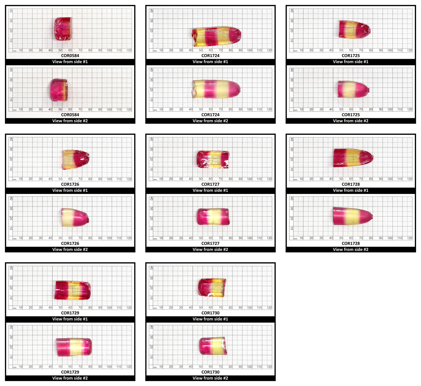 Yellow/Pink Bi-Color Lab Created Corundum Sapphire Faceting Rough for Gem Cutting - Various Sizes - Split Boule