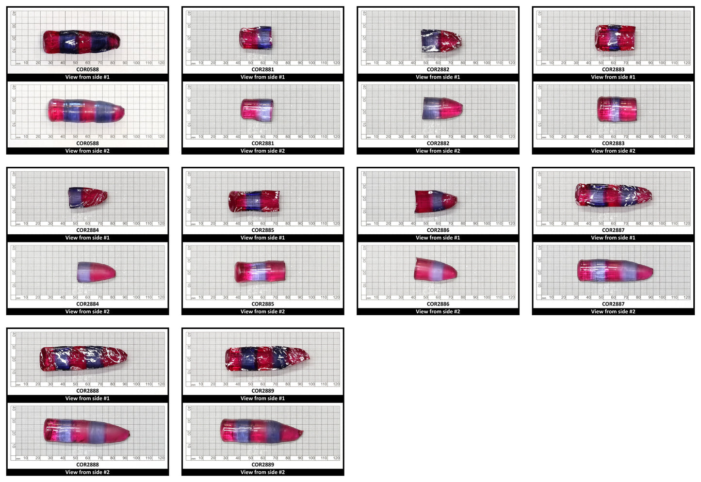 Blue/Pink Bi-Color Lab Created Corundum Sapphire Faceting Rough for Gem Cutting - Various Sizes - Split Boule