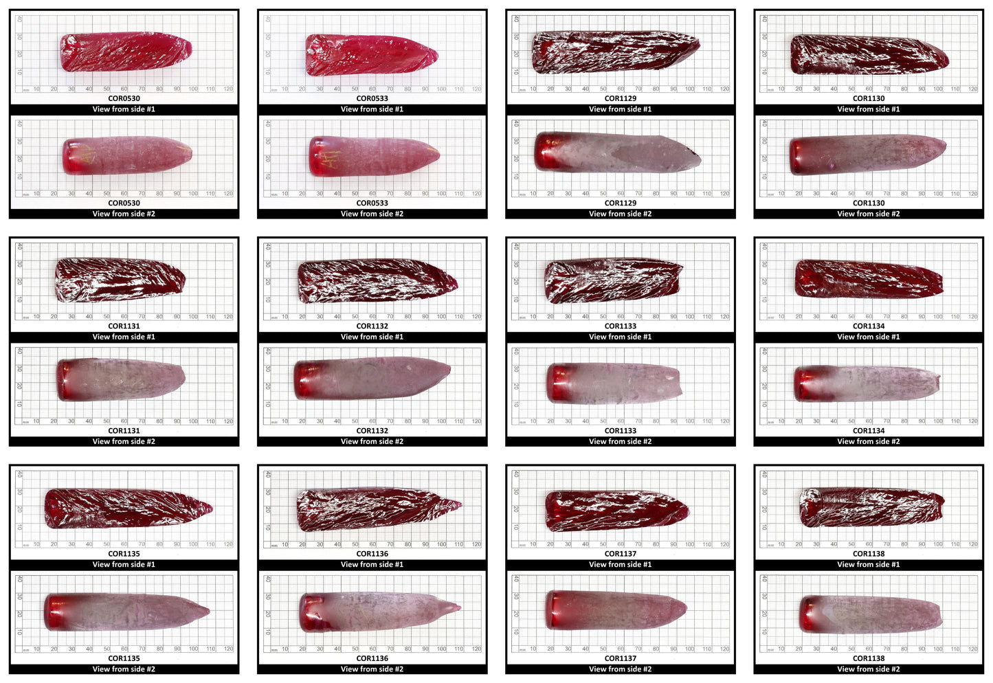 Dark Pink #4 Lab Created Corundum Sapphire Faceting Rough for Gem Cutting - Various Sizes - Split Boule