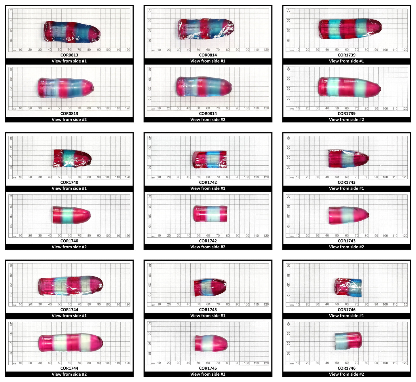 Pink/Paraiba Bi-Color Lab Created Corundum Sapphire Faceting Rough for Gem Cutting - Various Sizes - Split Boule