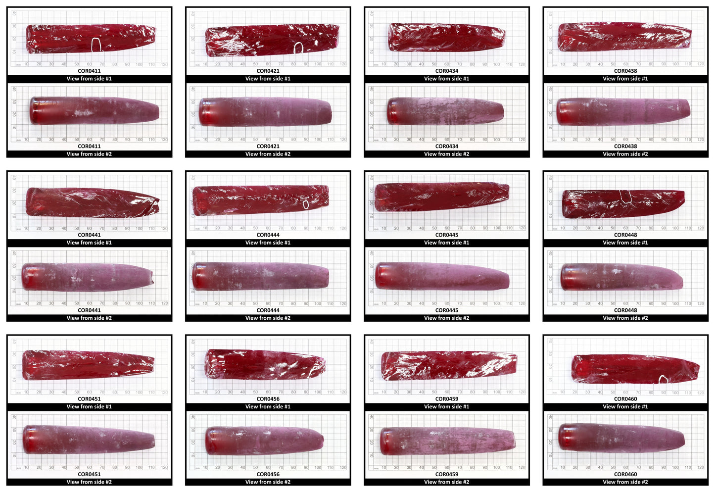 Ruby Red #5 Lab Created Corundum Sapphire Faceting Rough for Gem Cutting - Various Sizes - Split Boule