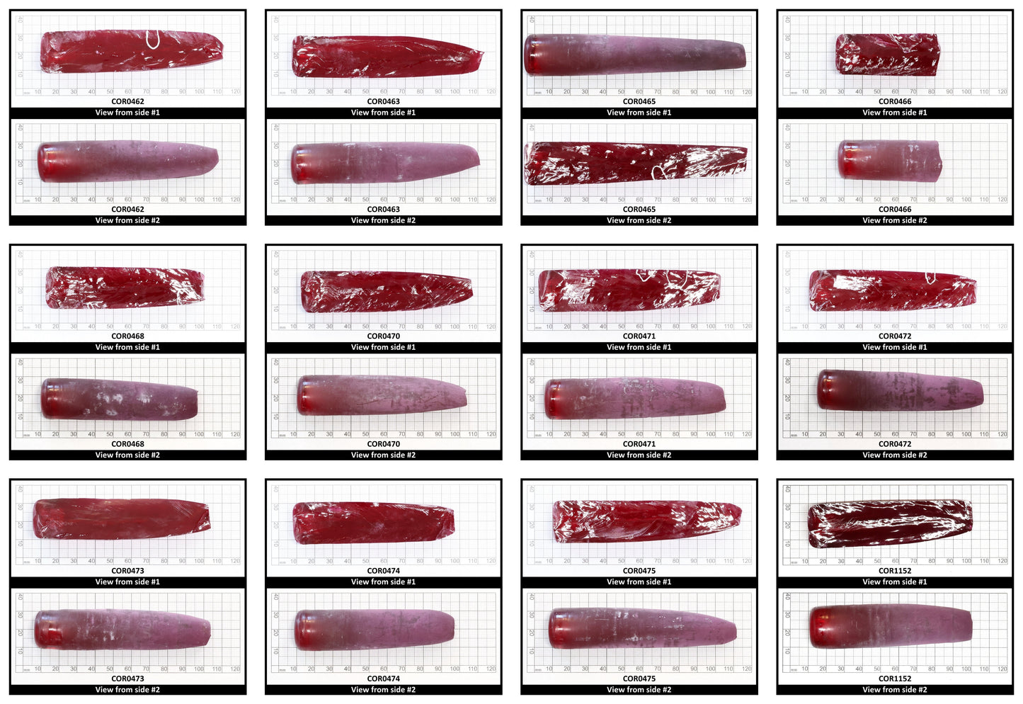 Ruby Red #5 Lab Created Corundum Sapphire Faceting Rough for Gem Cutting - Various Sizes - Split Boule