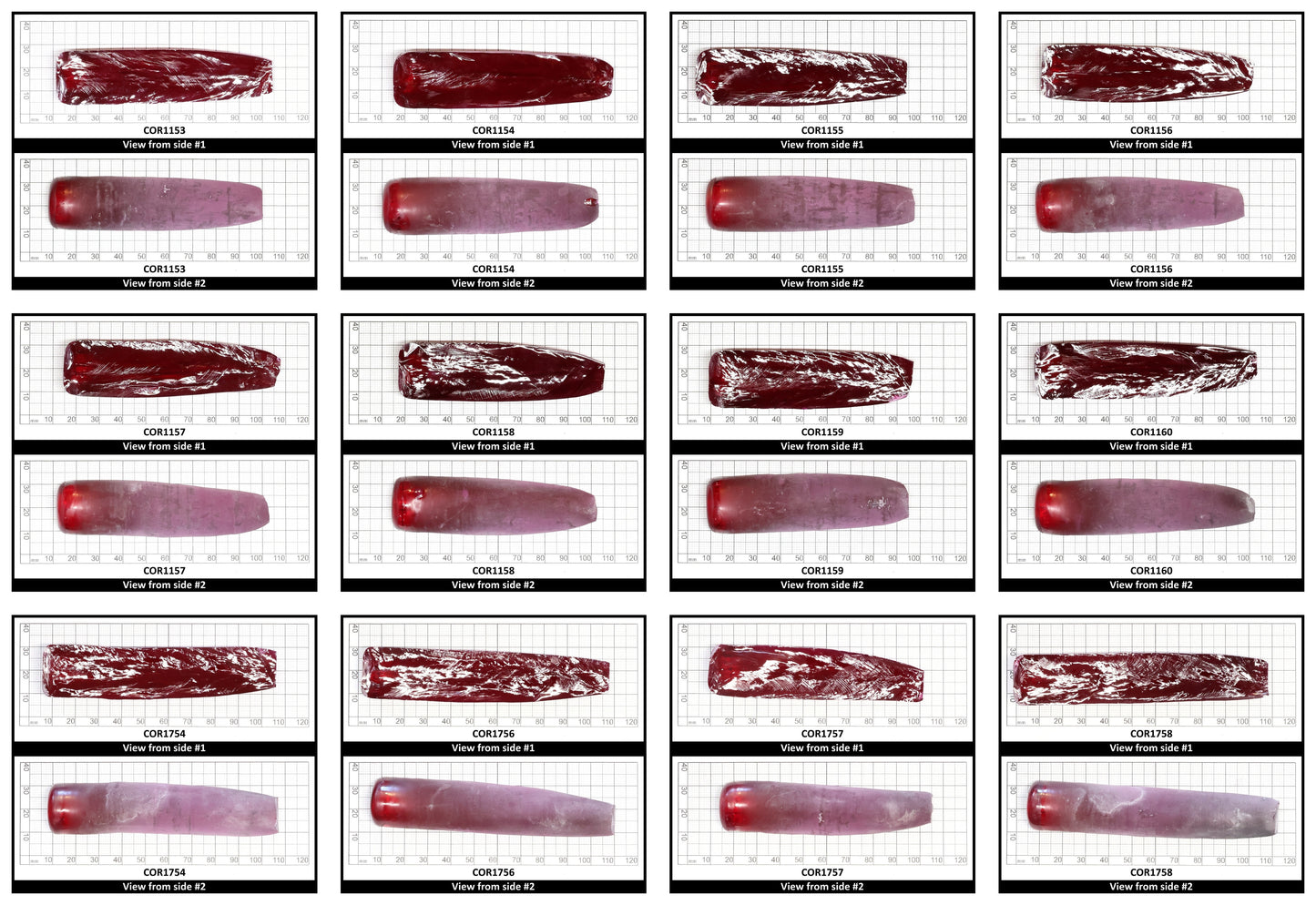 Ruby Red #5 Lab Created Corundum Sapphire Faceting Rough for Gem Cutting - Various Sizes - Split Boule