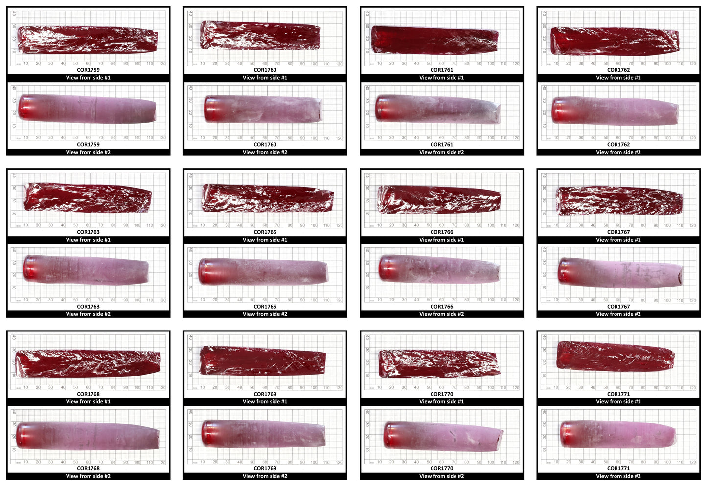 Ruby Red #5 Lab Created Corundum Sapphire Faceting Rough for Gem Cutting - Various Sizes - Split Boule