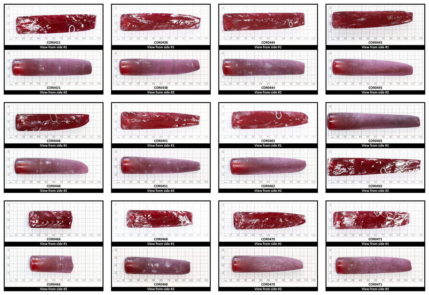 Ruby Red #5 Lab Created Corundum Sapphire Faceting Rough for Gem Cutting - Various Sizes - Split Boule