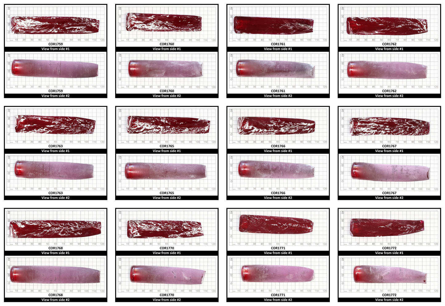 Ruby Red #5 Lab Created Corundum Sapphire Faceting Rough for Gem Cutting - Various Sizes - Split Boule