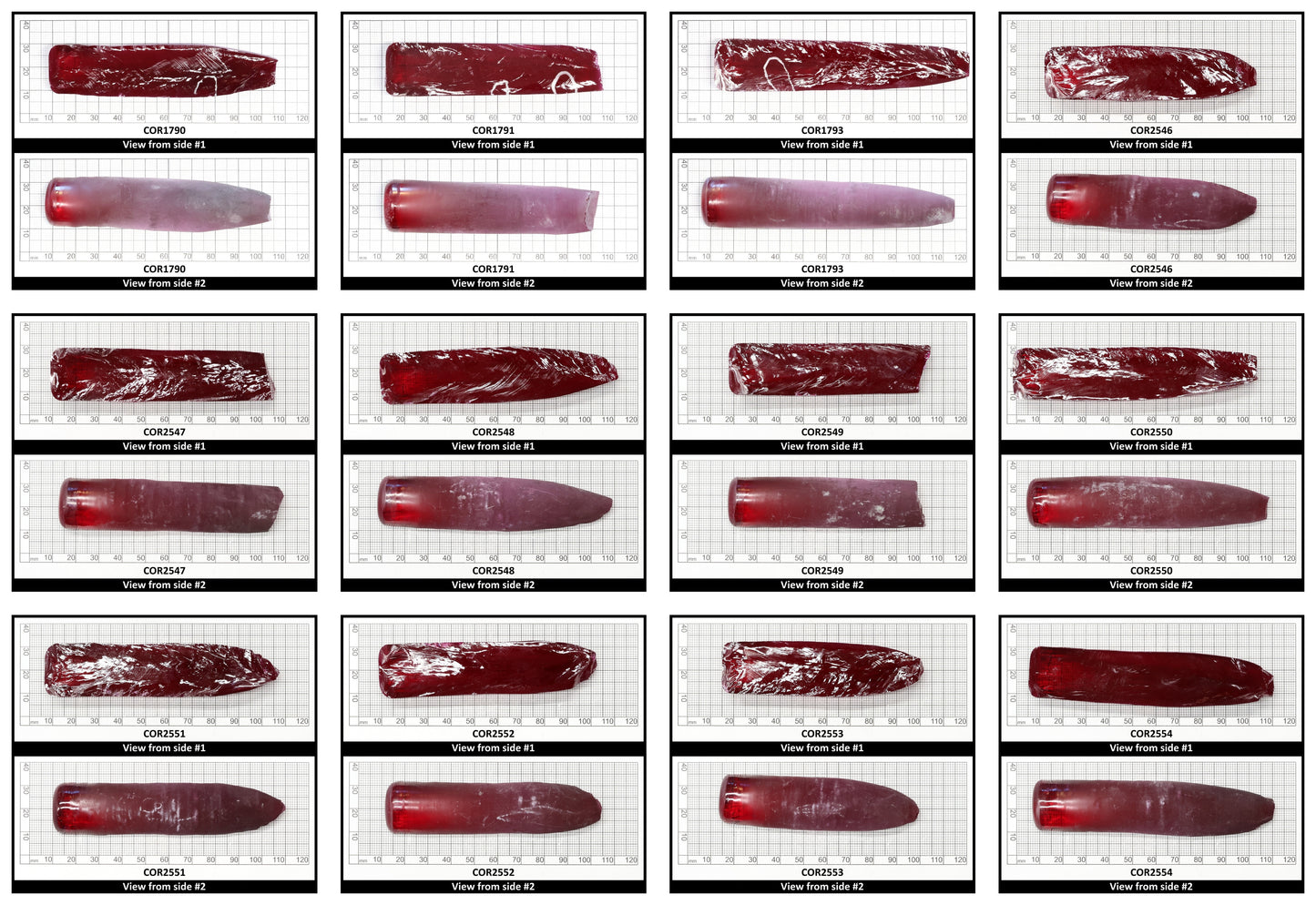 Ruby Red #5 Lab Created Corundum Sapphire Faceting Rough for Gem Cutting - Various Sizes - Split Boule
