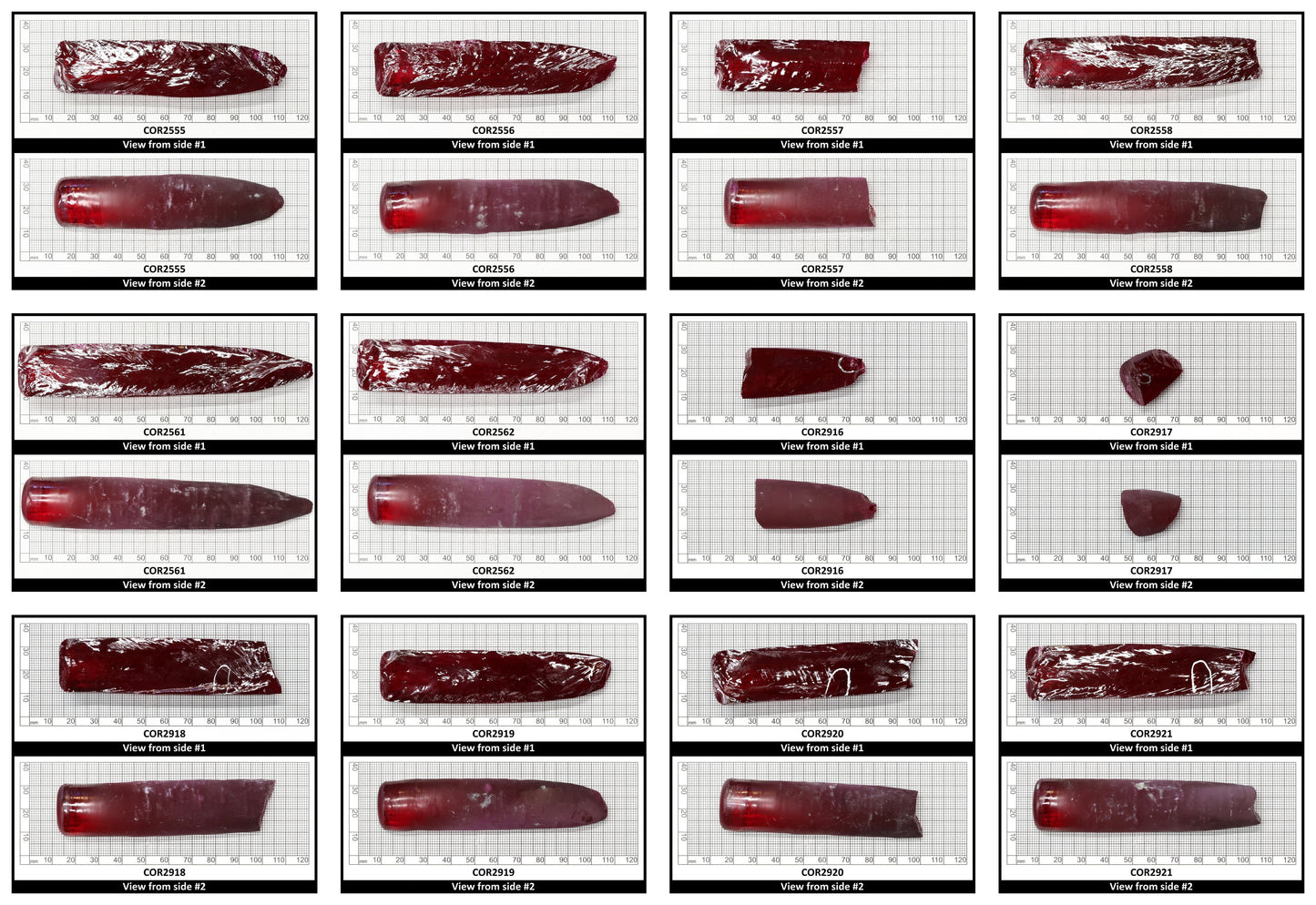 Ruby Red #5 Lab Created Corundum Sapphire Faceting Rough for Gem Cutting - Various Sizes - Split Boule