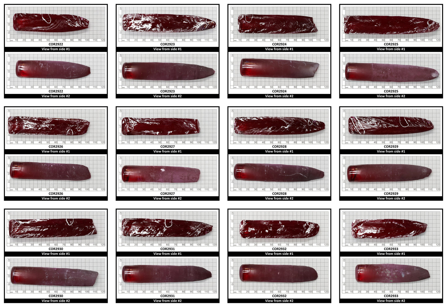 Ruby Red #5 Lab Created Corundum Sapphire Faceting Rough for Gem Cutting - Various Sizes - Split Boule