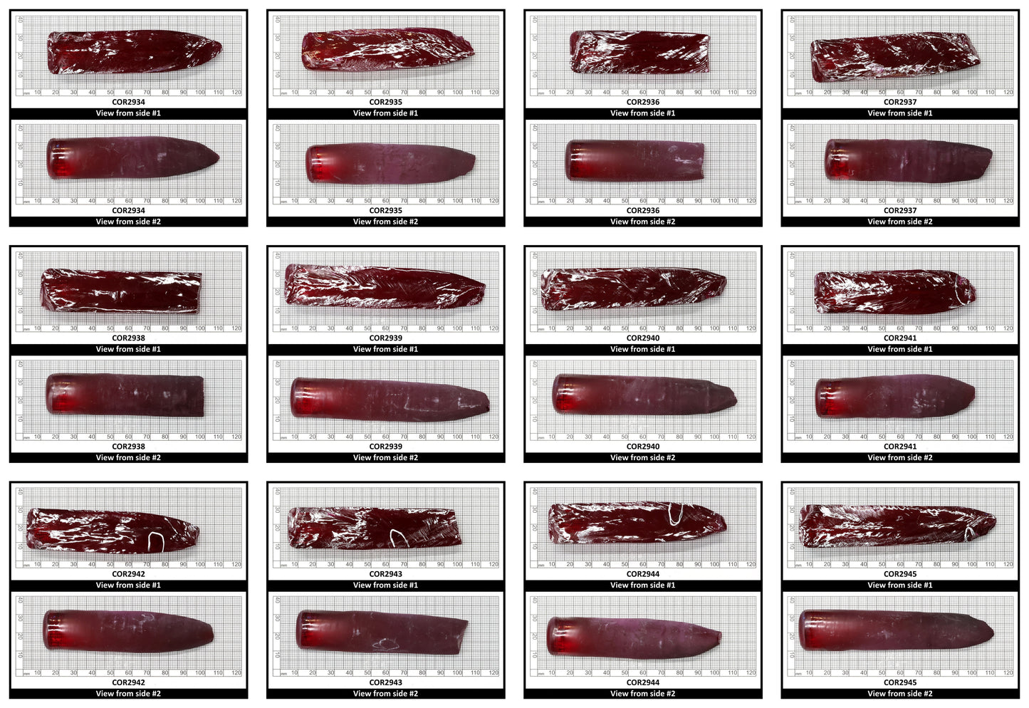 Ruby Red #5 Lab Created Corundum Sapphire Faceting Rough for Gem Cutting - Various Sizes - Split Boule