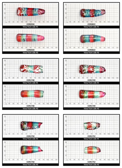 Padparadscha/Paraiba Bi-Color Lab Created Corundum Sapphire Faceting Rough for Gem Cutting - Various Sizes - Split Boule