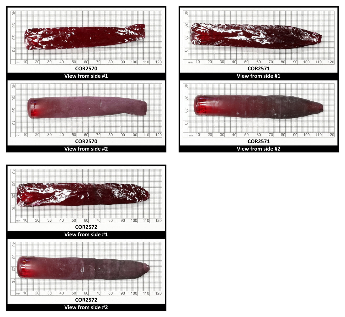Dark Ruby Red #6 Lab Created Corundum Sapphire Faceting Rough for Gem Cutting - Various Sizes - Split Boule