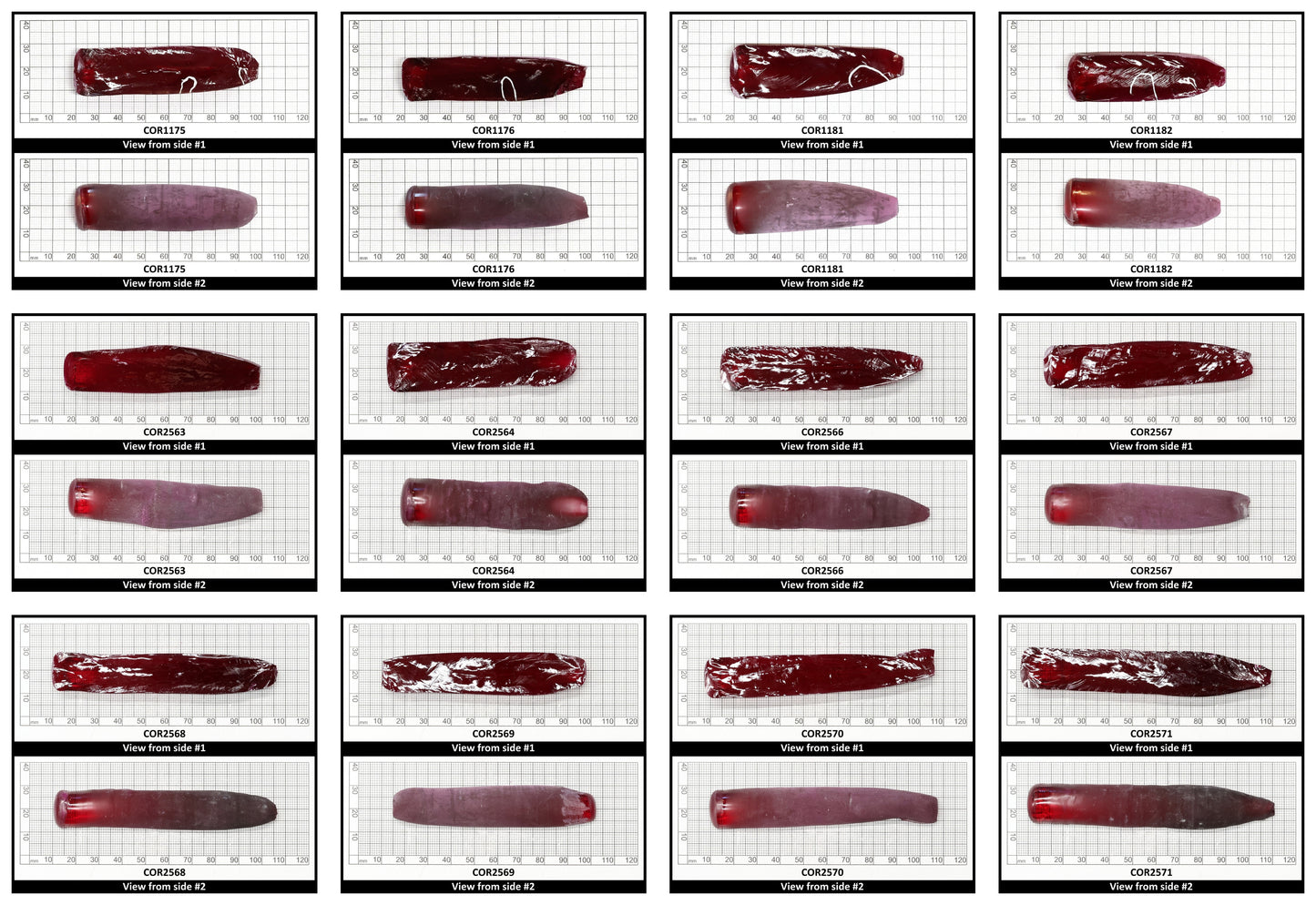 Dark Ruby Red #6 Lab Created Corundum Sapphire Faceting Rough for Gem Cutting - Various Sizes - Split Boule