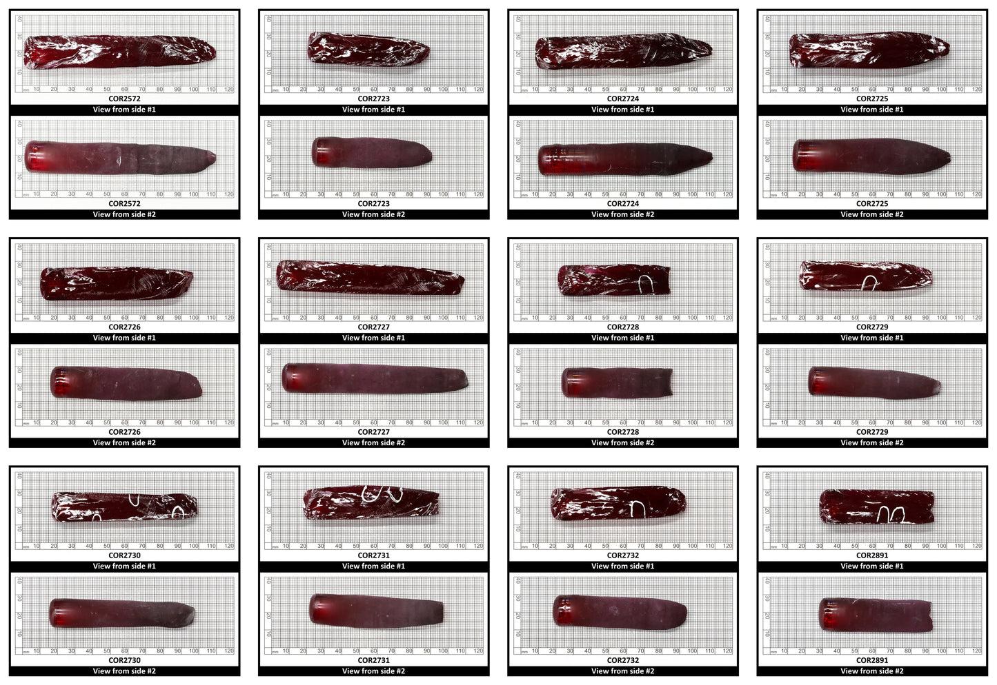 Dark Ruby Red #6 Lab Created Corundum Sapphire Faceting Rough for Gem Cutting - Various Sizes - Split Boule