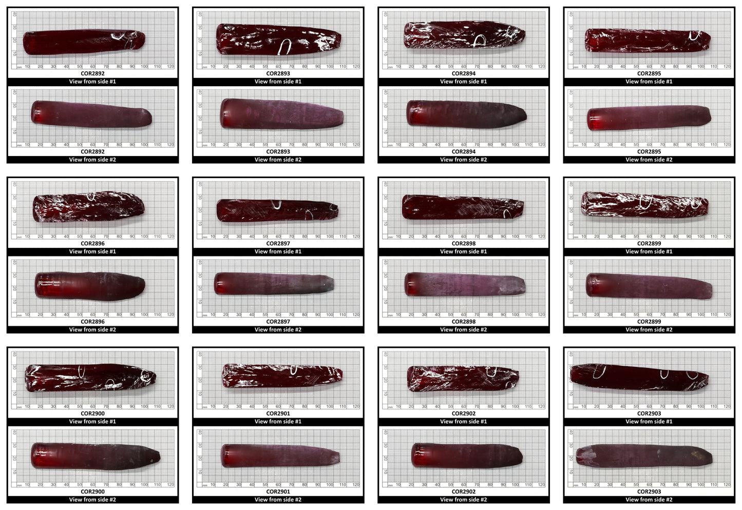 Dark Ruby Red #6 Lab Created Corundum Sapphire Faceting Rough for Gem Cutting - Various Sizes - Split Boule