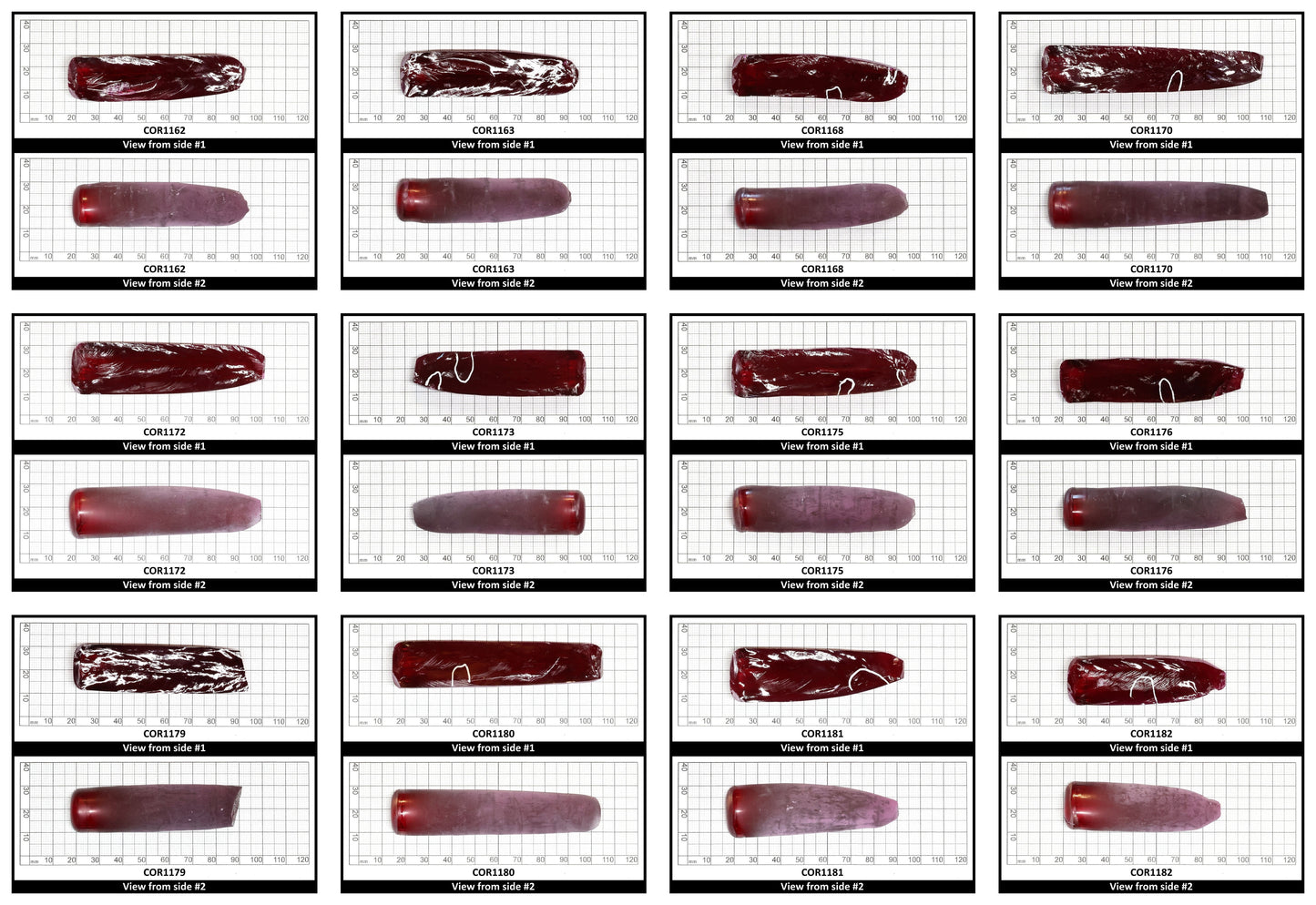 Dark Ruby Red #6 Lab Created Corundum Sapphire Faceting Rough for Gem Cutting - Various Sizes - Split Boule