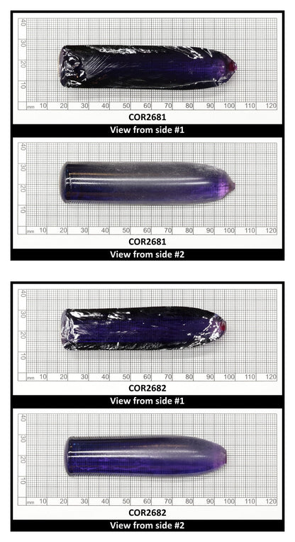 Dark Purple Kunzite #61 Lab Created Corundum Sapphire Faceting Rough for Gem Cutting - Various Sizes - Split Boule